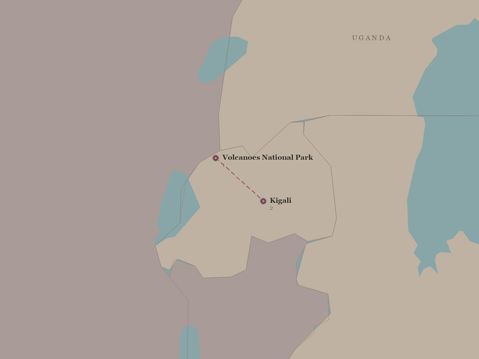 Original Spirit of Kenya route map: Rwanda Gorilla Safari
