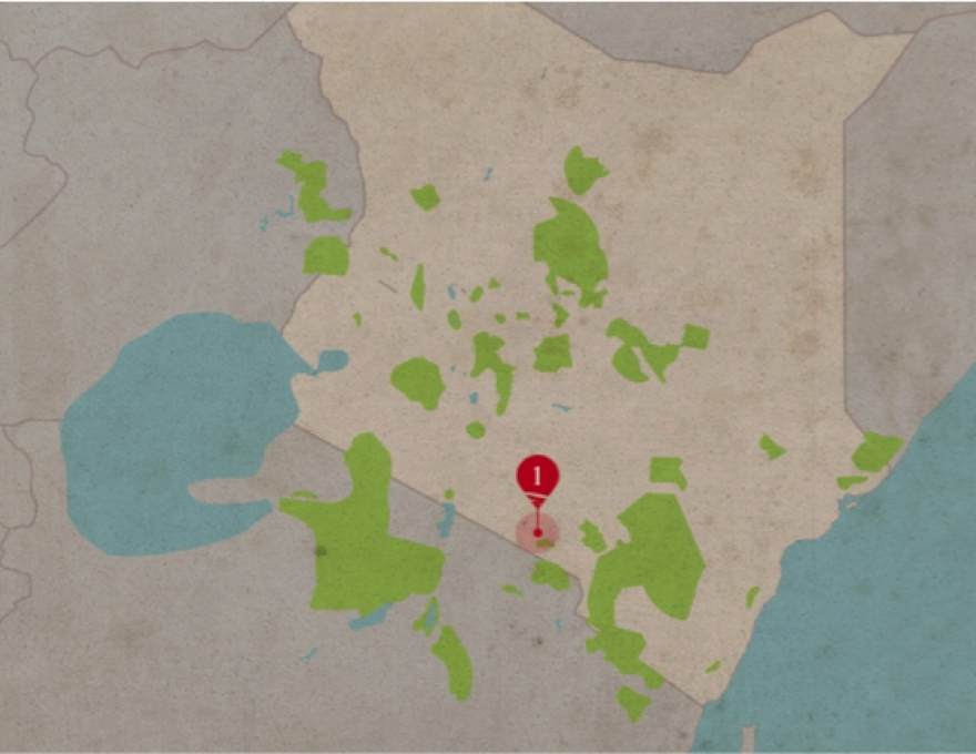 Mapa de rota original da Spirit of Kenya: Elefantes Selvagens