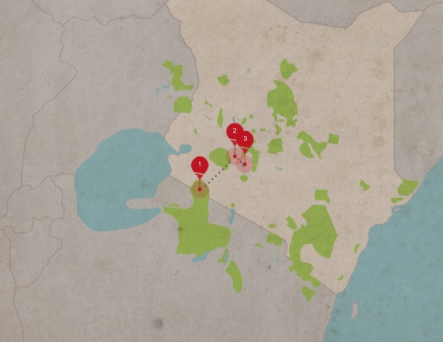 Original Spirit of Kenya route map: 8 Day Safari with Mombasa Extension